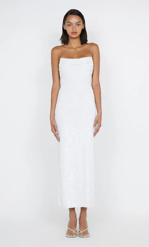 British Fashion AALIYAH SEQUIN MAXI DRESS - WHITE