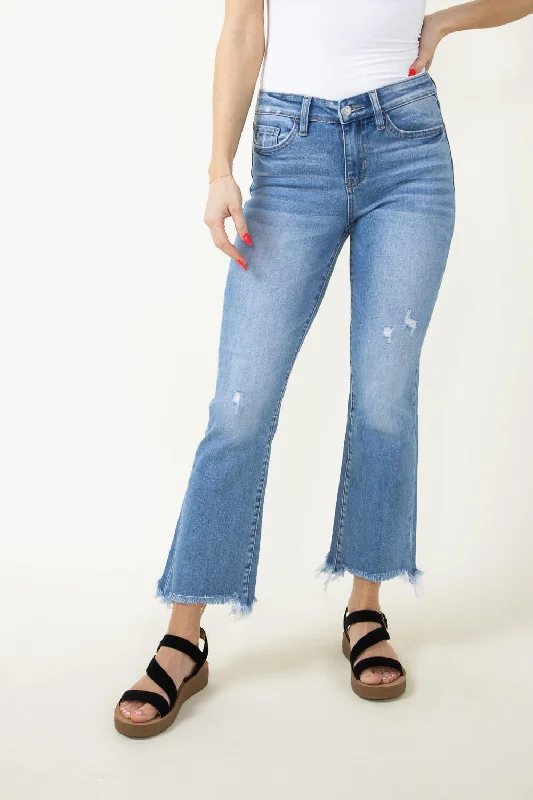 Classic Series Flying Monkey Mid-Rise Hem Crop Bootcut Jeans for Women | F5011L