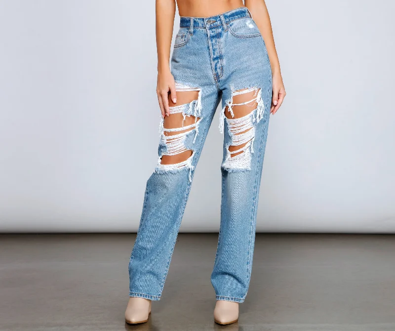 End Of The Year So Extra High Rise Destructed Boyfriend Jeans