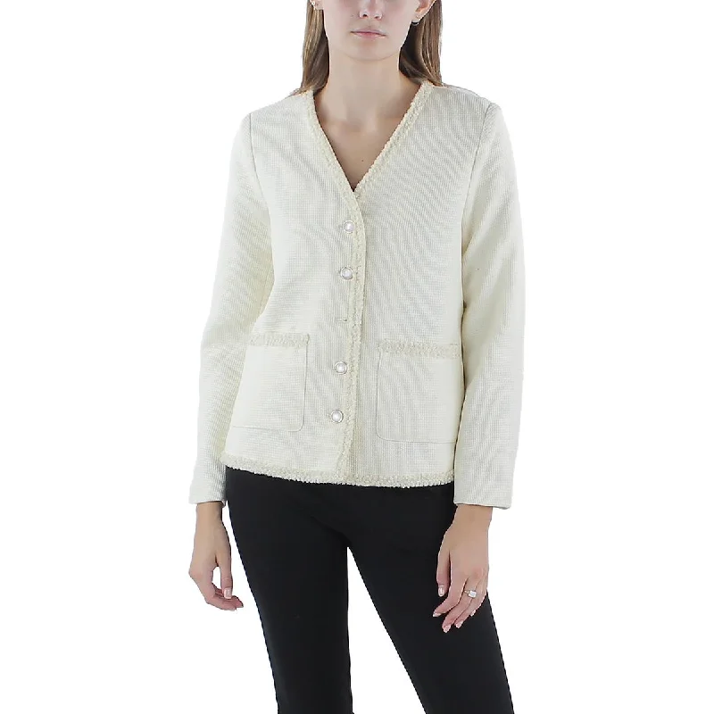 New Products PLM Womens Textured  Collarless Blazer