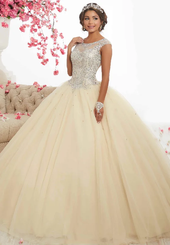 Nightclub Style Fiesta Gowns - 56338 Beaded Jewel Neck Tulle Ballgown