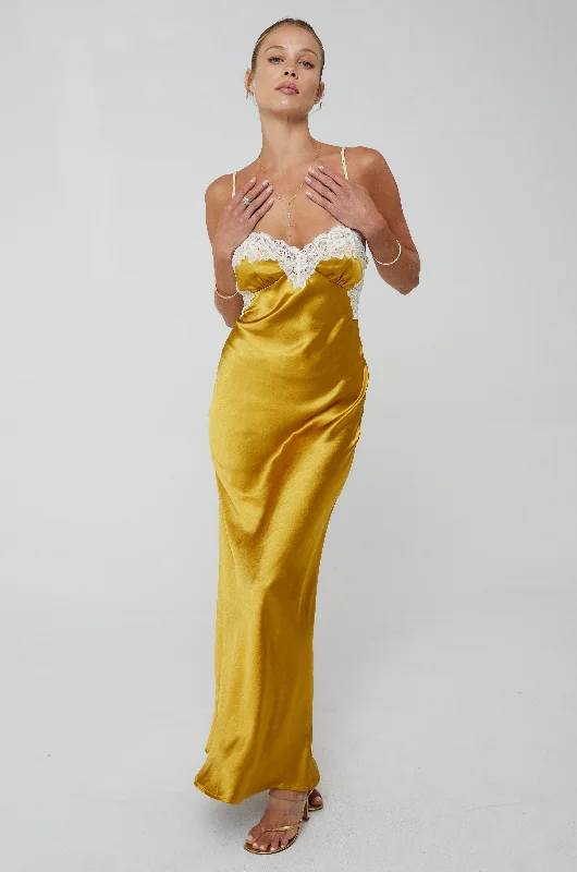 Comfortable And Versatile Celine Dress in Gold