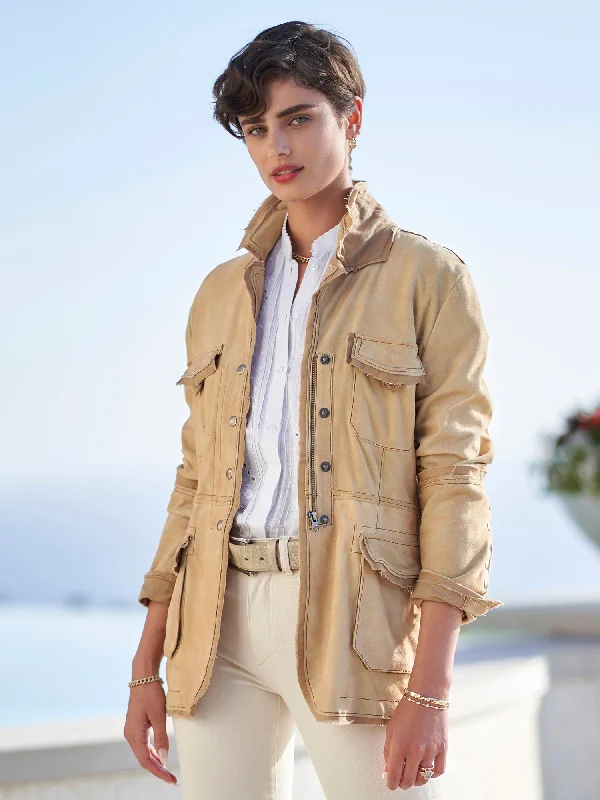 Fashion Style Meryl Waxed Suede Leather Jacket