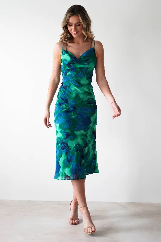 Classic Series Bali Printed Midi Dress | Green Print