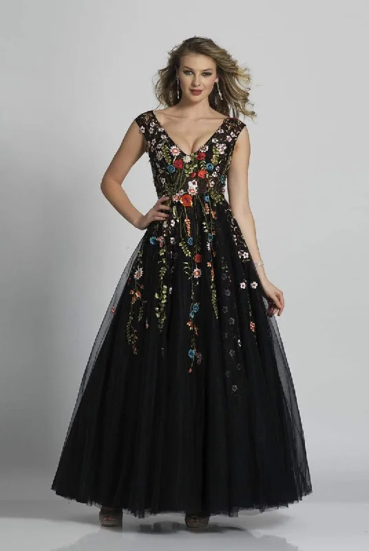 Elegant And Simple Dave & Johnny - A5703 V Neck Floral Evening Dress