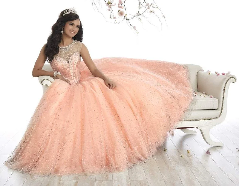 Low-key Luxury Quinceanera Collection - 26866 Sparkly Illusion Lace Up Back Ballgown