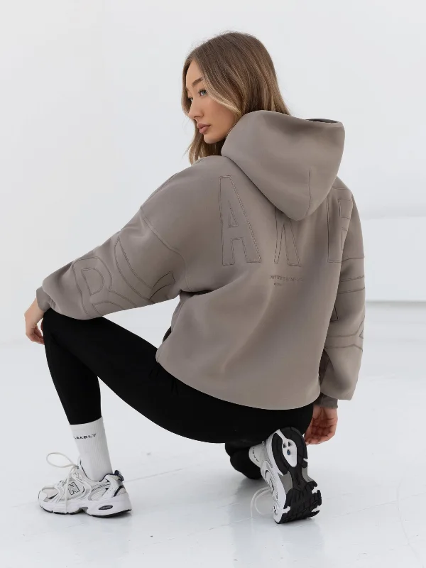 High-quality Fabrics Embroidered Isabel Oversized Hoodie - Neutral Grey