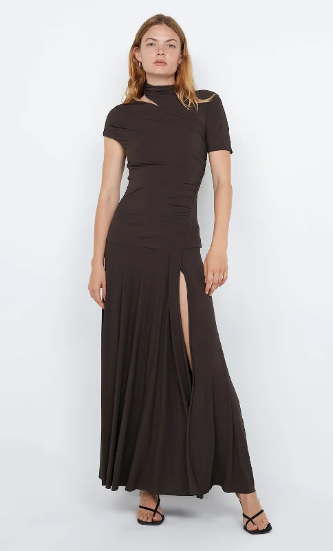Free And Casual SERAPHINA ASYM DRESS - TWIG