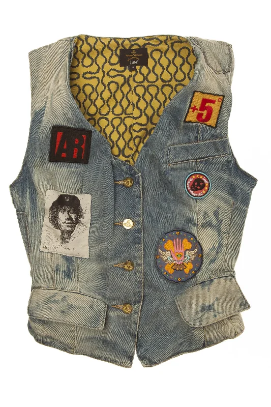 Eye-catching Personality Vivienne Westwood - Denim Jean Vest with Patches - S