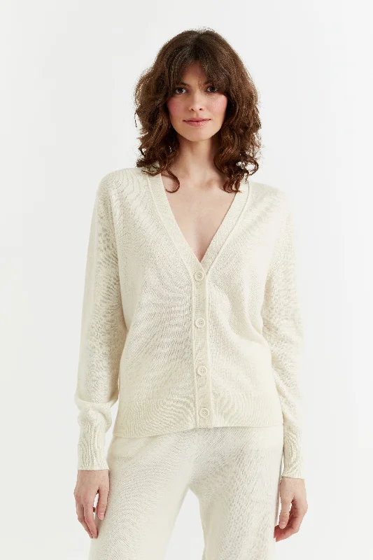 Simple Style Cream Cashmere Cardigan