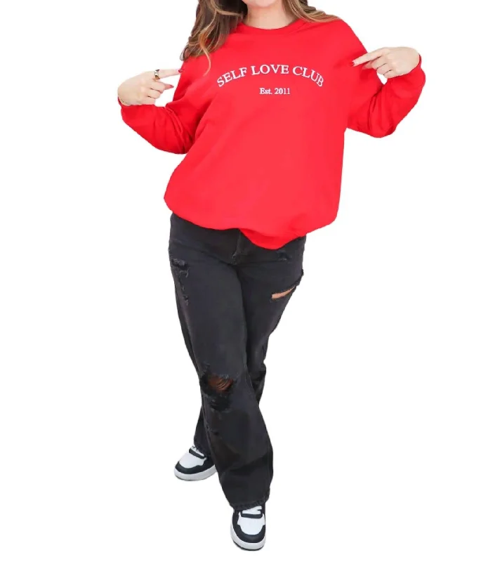 Fashion Elements Love Yourself Sweatshirt In Red