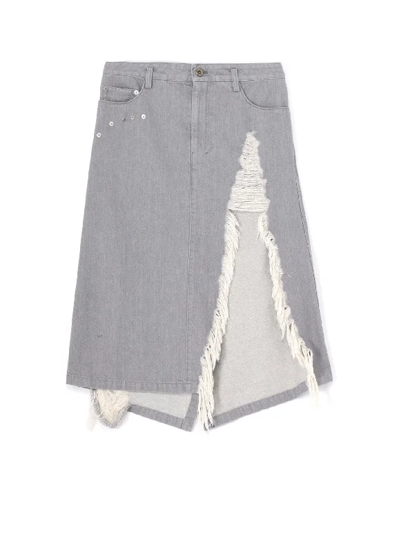Trendy Items RIPPED DENIM SLIT SKIRT