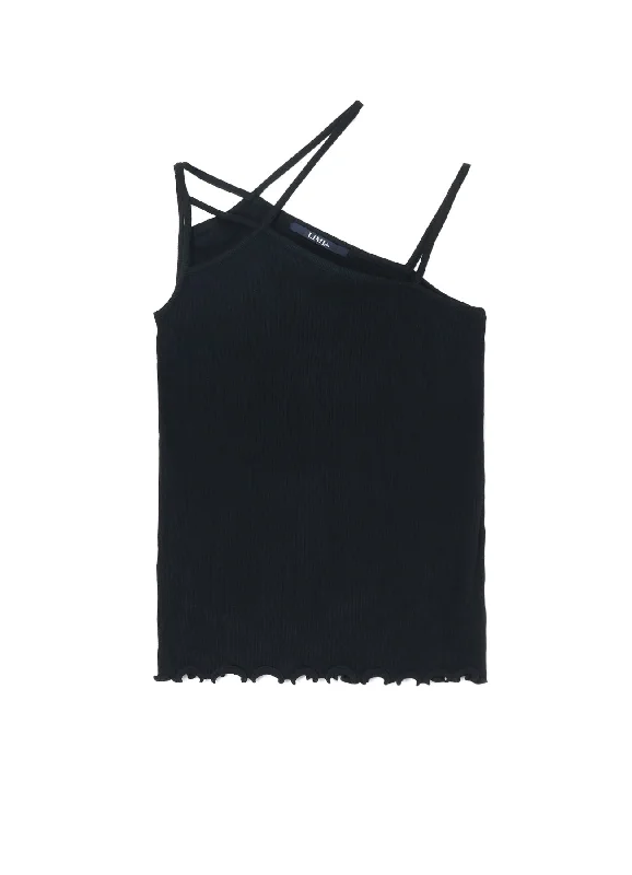 Celebrity Style COTTON RAYON RIB SHOULDER STRING CAMISOLE