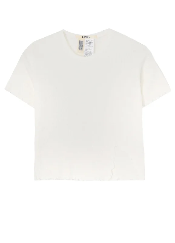 Versatile Items COTTON RAYON RIB T-SHIRT WITH DAMAGED HEM
