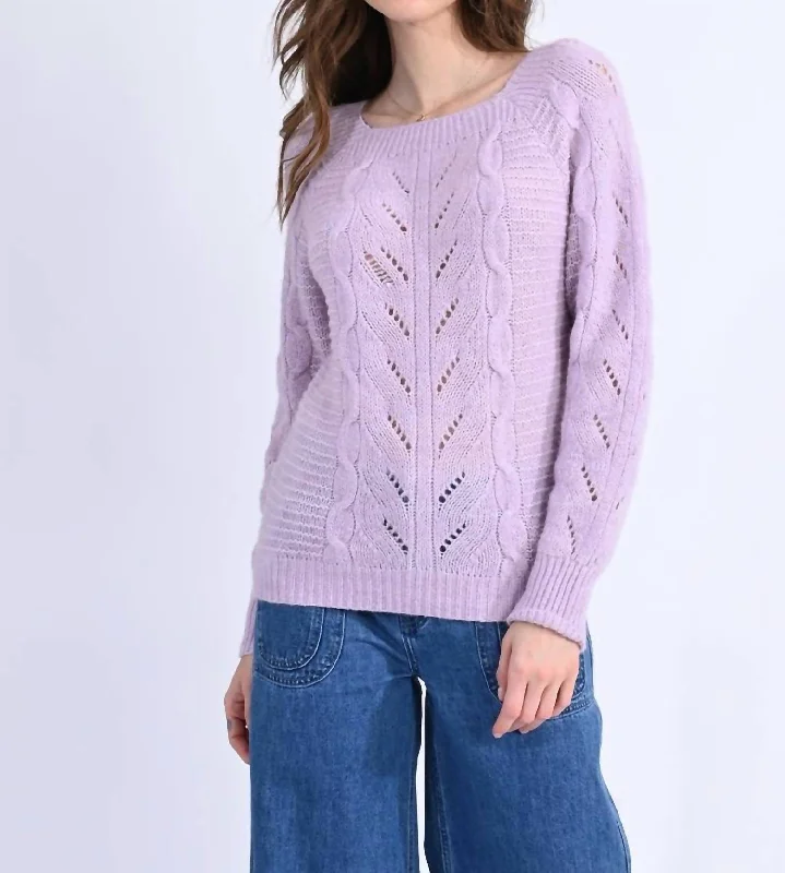 Elegant And Simple Square Collar Knitted Sweater In Mauve