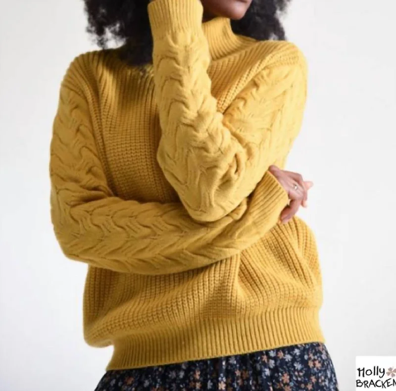 Sexy Fun Stand Collar Jumper Knitted Sweater In Saffron Yellow