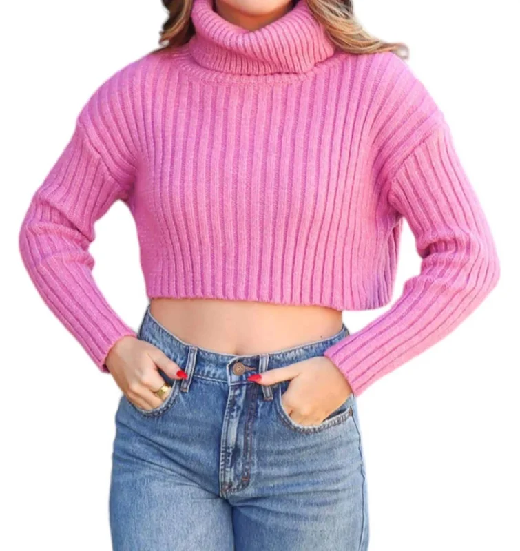 Sweet Girl Turtleneck Sweater In Mauve