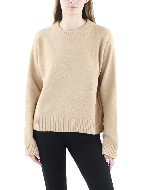 Elegant Tailoring Womens Knit Ribbed Trim Crewneck Sweater