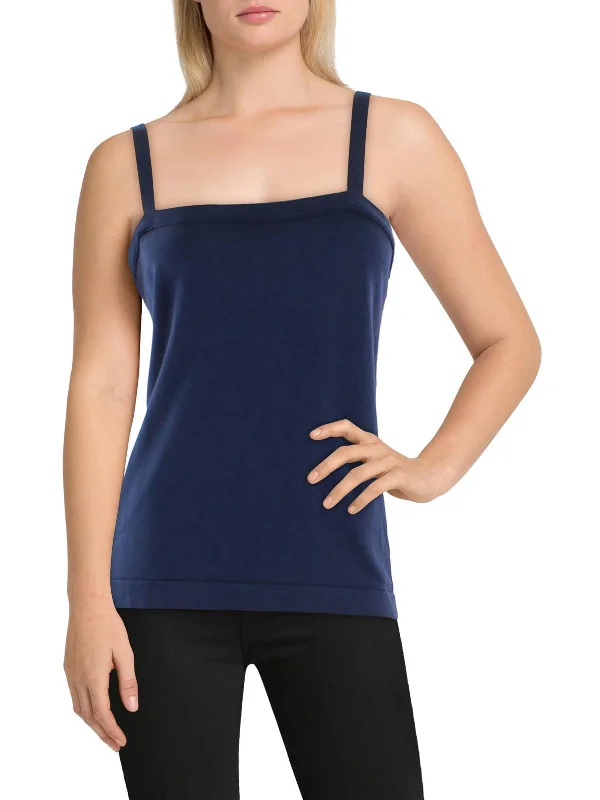 Womens Square Neck Knit Tank Top Sweater