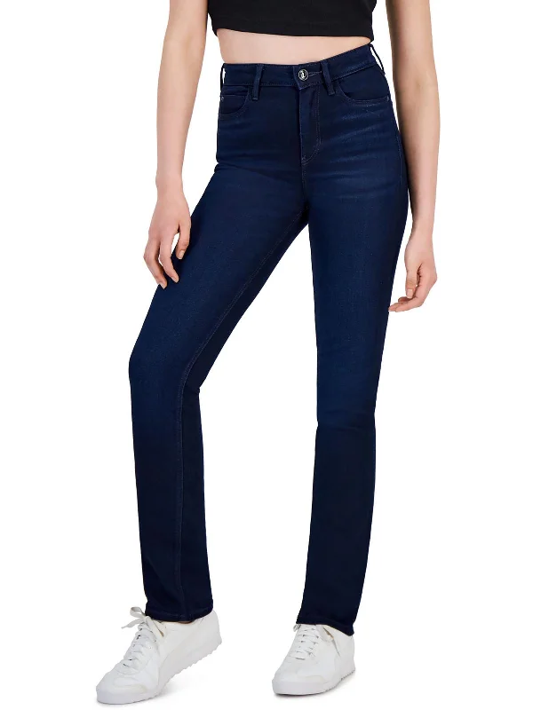 Thin Design 1981 Womens High-Rise Dark Wash Straight Leg Jeans