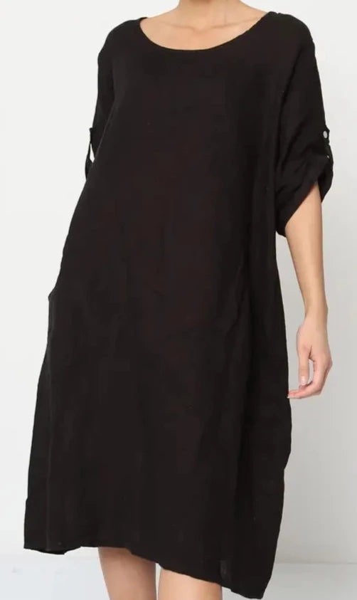 French Retro 879 100% Linen Dress