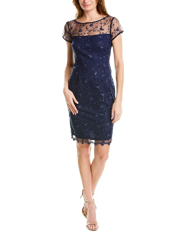 Elegant And Casual Adrianna Papell Embroidered Sheath Dress