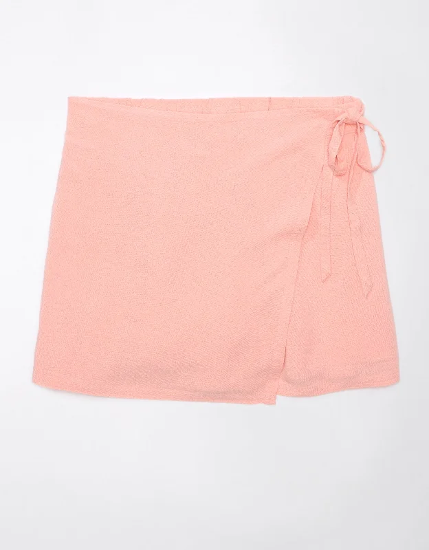 Beautiful Romance AE Linen-Blend Faux Wrap Skort