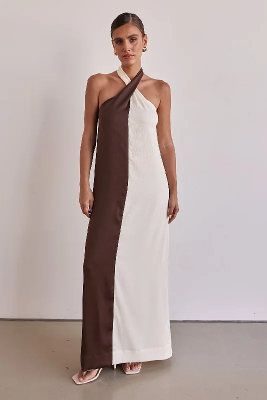 Unique Design Amber Maxi Dress (Chocolate)