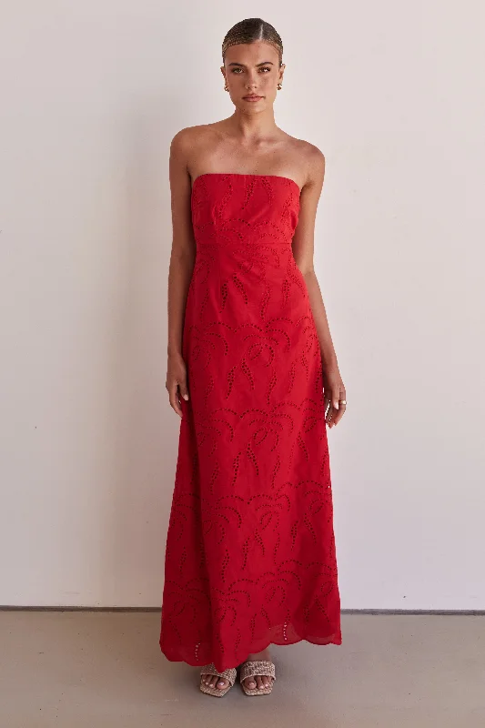 Exquisite Fabrics Angelica Maxi Dress (Red)
