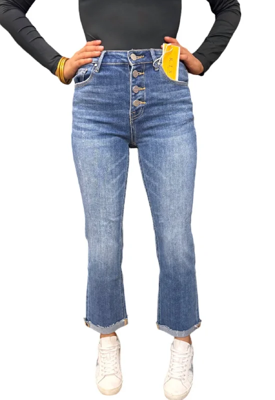 Unique Design Ankle Straight Leg Jeans In Denim