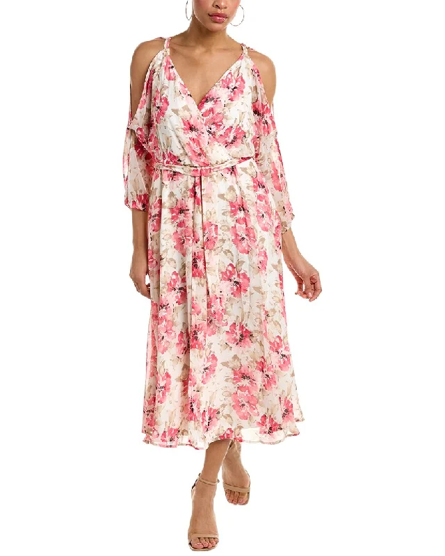 French Style Anne Klein Cold-Shoulder Midi Dress