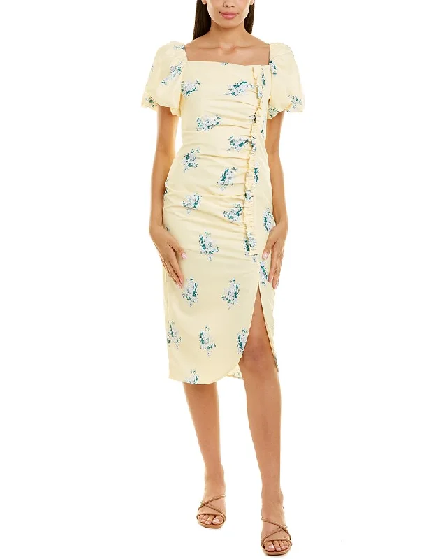 Personalized Clothing Beulah Puff Sleeve Midi Dress