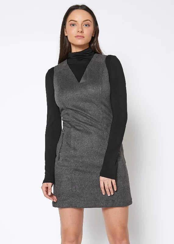Cool Breeze At Night Brushed Wool V-Neck Tank Mini Dress
