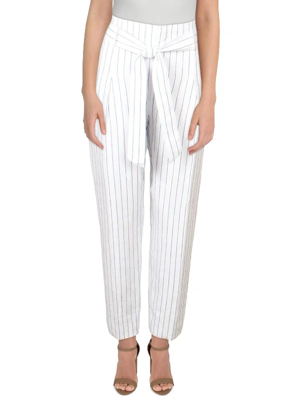 Lazy Style Cadby Womens Linen Striped Straight Leg Pants