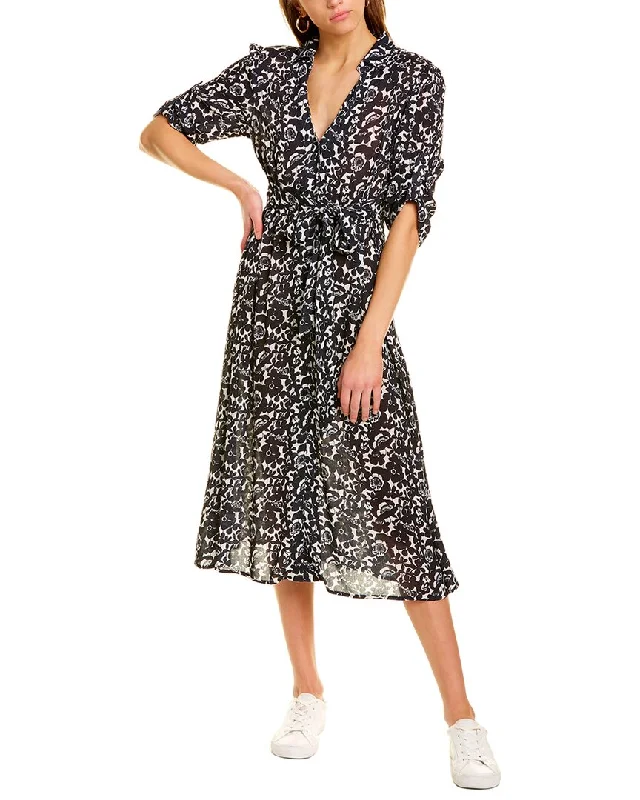 Loose Fit Celina Moon Roll-Sleeve Shirtdress