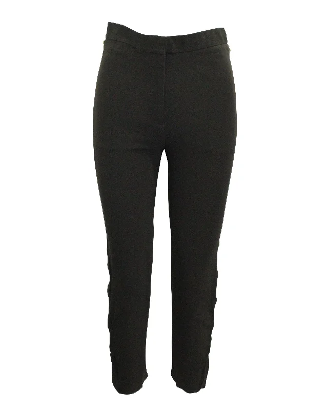 Classic Celine Zip Up Detailed Slim Fit Pants in Black Silk