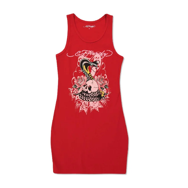 Street Fashion Cobra Rib Tank Dress In Red