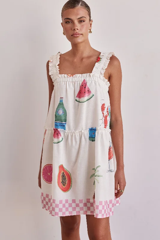 Elegant And Casual Dallas Mini Dress (Cream)