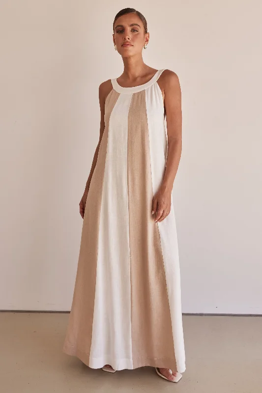 High-quality Fabrics Delphine Maxi Dress (Beige)