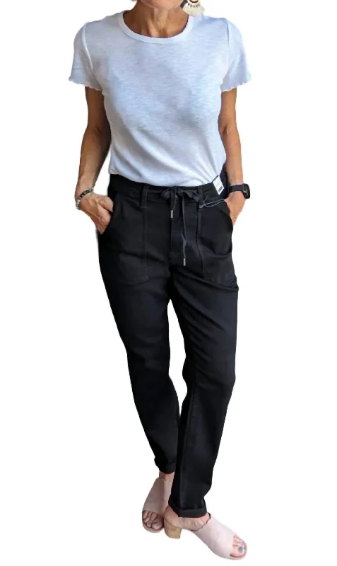Loose Fit Denim Jogger In Black