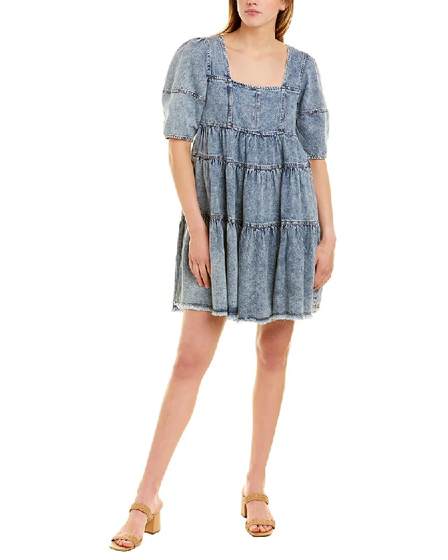 en saison Short Sleeve Denim Babydoll Dress