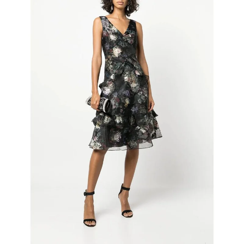 New Products Floral Printed Midi Tiered Dress
