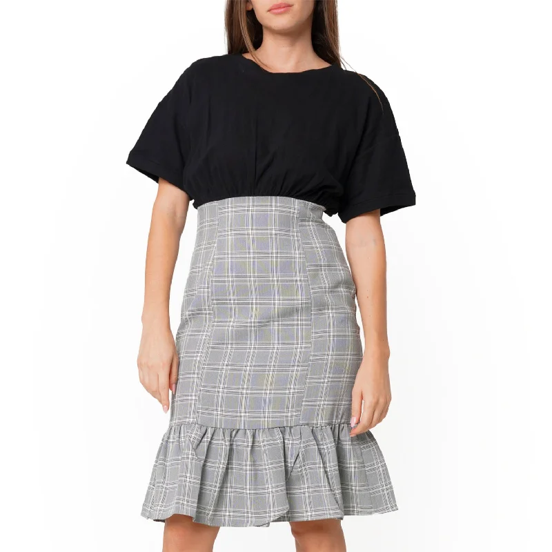 Classic Glen Plaid Mermaid Dress in Black