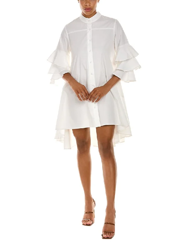 Gracia Layered Ruffle Sleeve Shirtdress