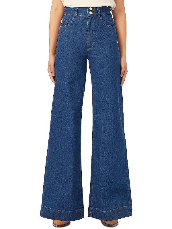 Hepburn Womens High Rise Denim Wide Leg Jeans