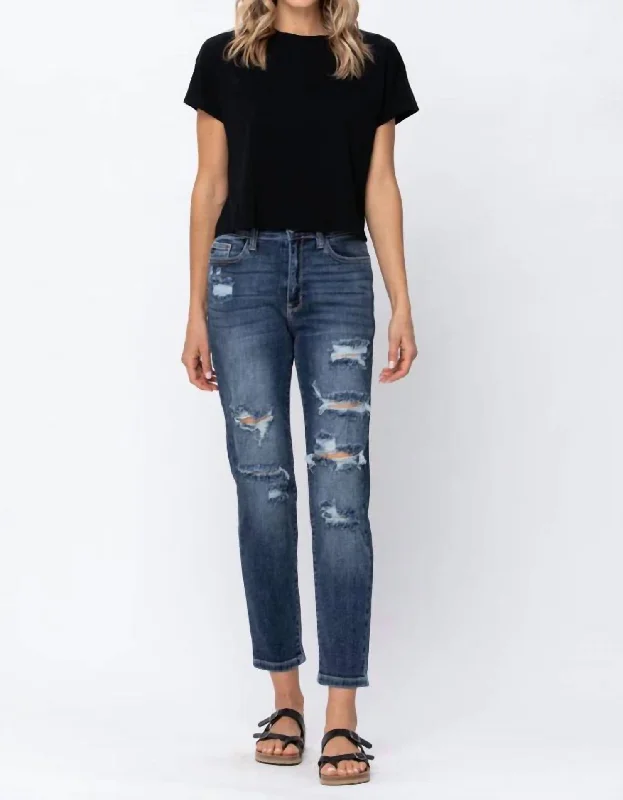 Urban Sense High Rise Boyfriend Jeans In Denim