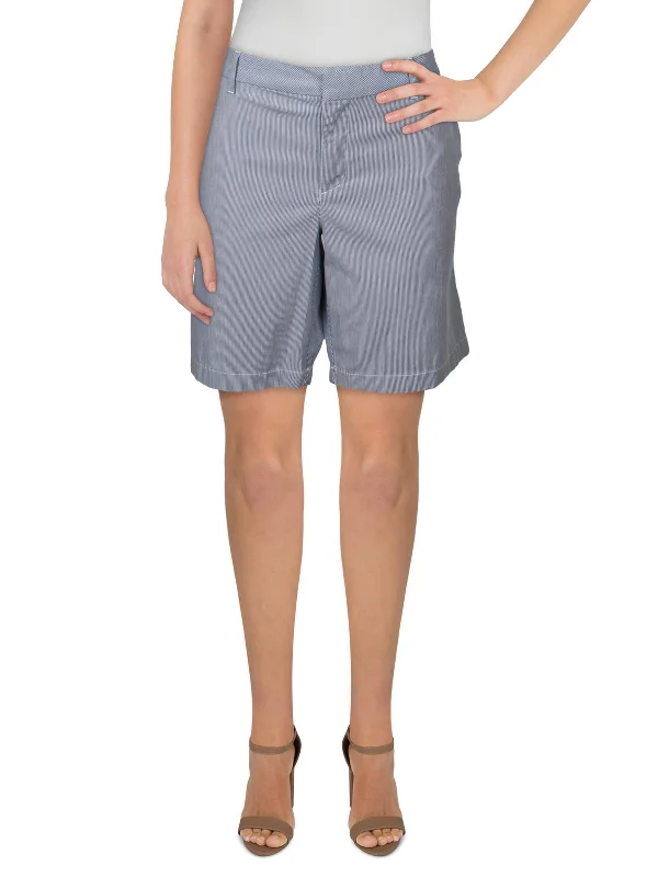 Hollywood Womens Striped Flat Front Khaki, Chino Shorts