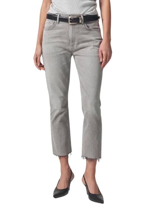 Sports Design Isola Straight Crop Jeans In Quartz Grey