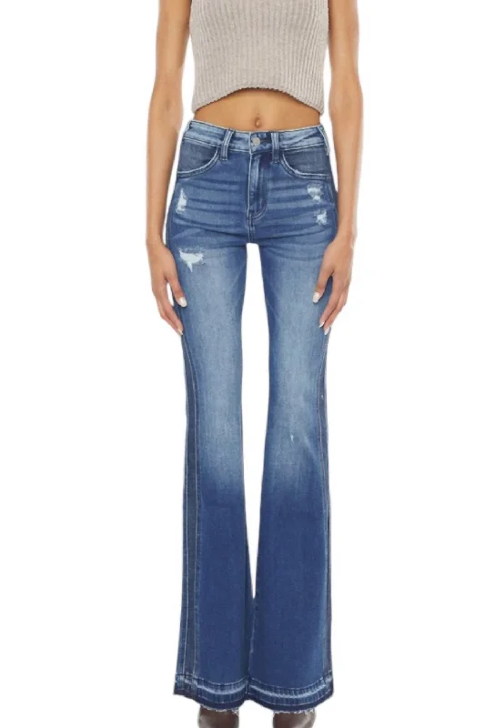 Fresh And Natural Juliana Denim Bootcut Jeans In Dark Wash