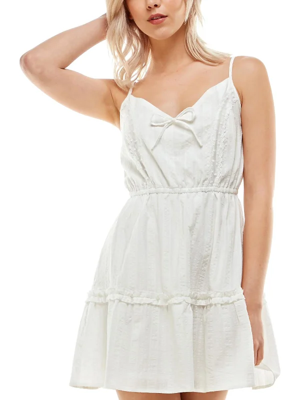 Simple Solid Color Juniors Womens Daytime Mini Sundress